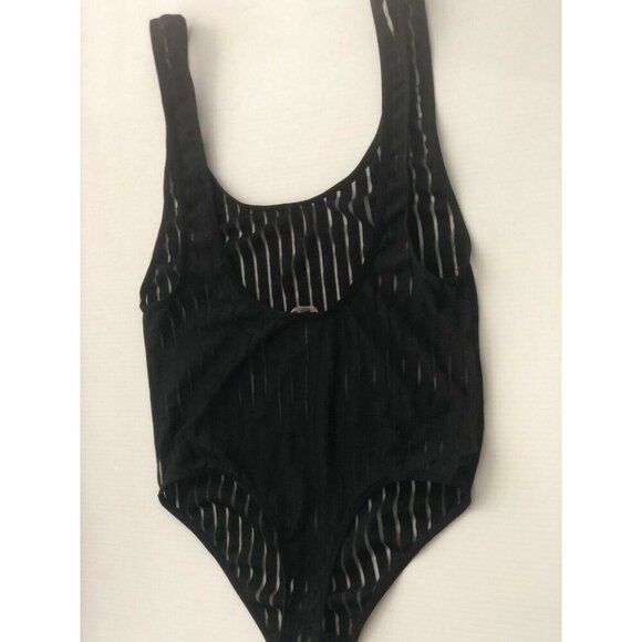 Nasty Gal Women’s Black Striped Sheer to Your Heart Bodysuit Size S Sexy Stretch - Picture 9 of 9